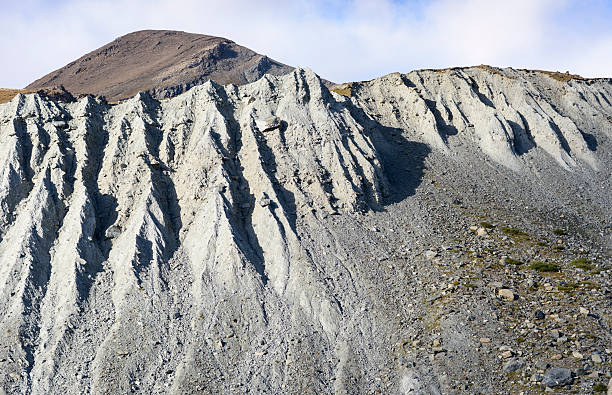 Part of the huge northern moraine of the Findel glacier (German: Findelgletscher) in the evening light (European Alps, Switzerland).