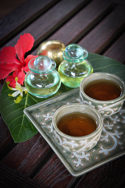 Tea and Spa Oils with Flower