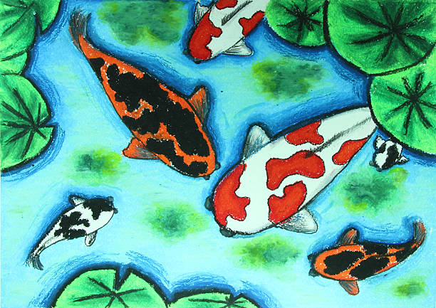 istock koi fish swiming in water painting 469665349
