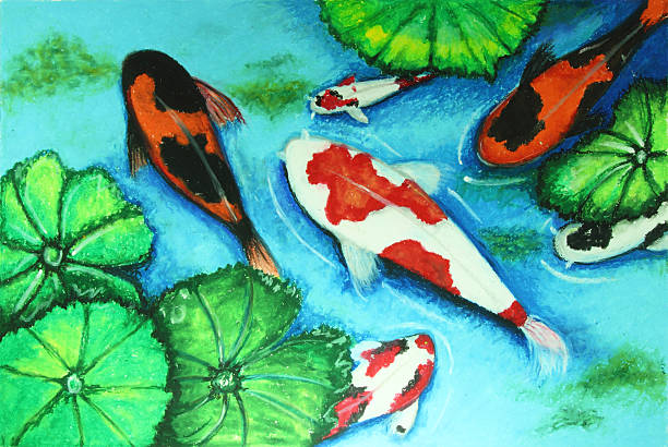 istock koi fish swiming in water painting 469665363