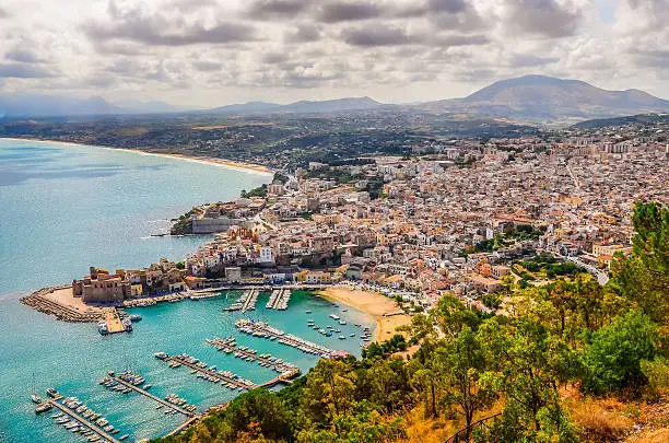 Photo of Scenic view of Trapani town and harbor in Sicily