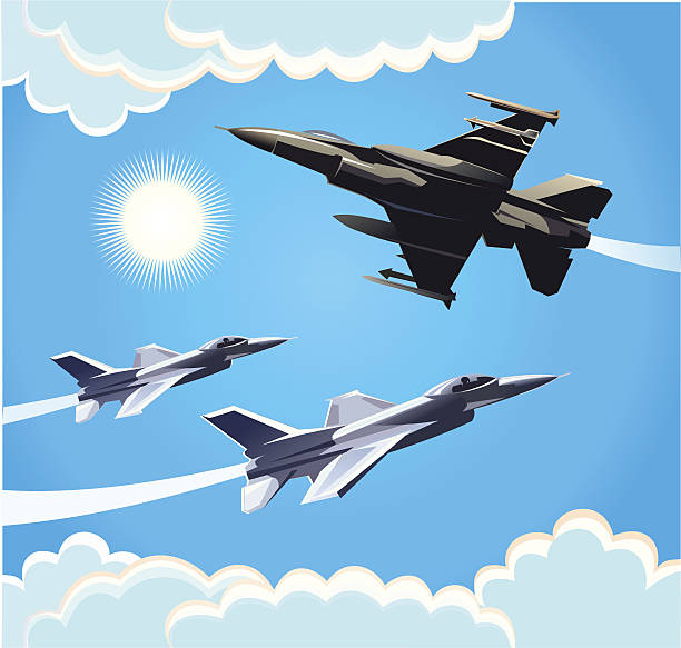 개싸움 - fighter plane airplane teamwork air force stock illustrations
