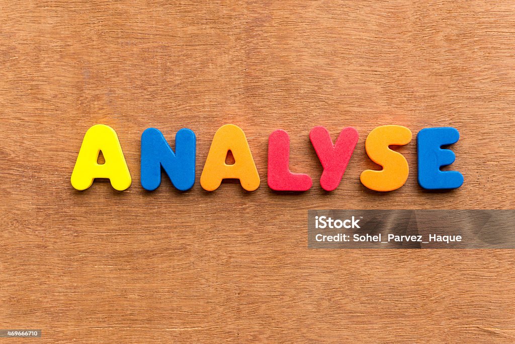 analysis analyse colorful word on the wooden background 2015 Stock Photo