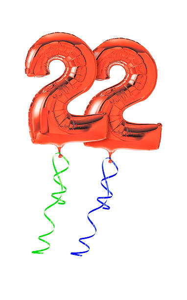 istock Red balloons with ribbon - Number 22 469666804