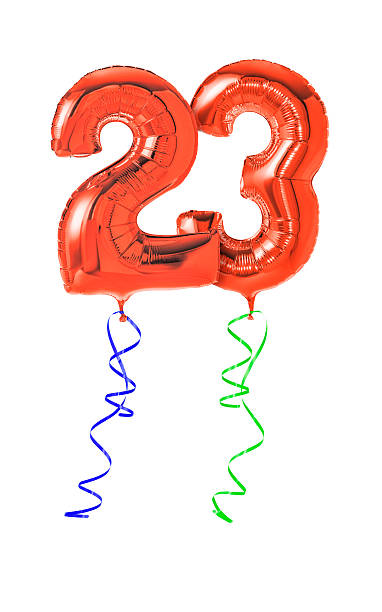 istock Red balloons with ribbon - Number 23 469666806