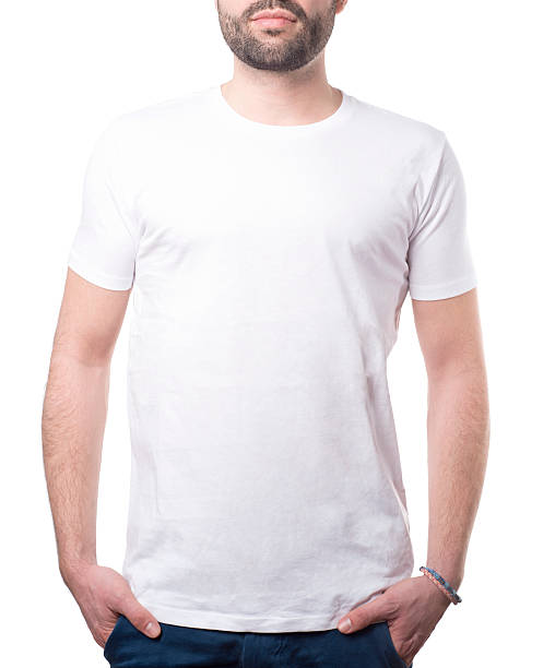 classic white tshirt male stock photo