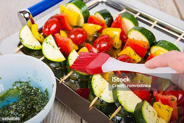 Vegetable Skewers With Tomato Pepper And Zucchini Stock Photo - Download Image Now - Appetizer, Barbecue - Meal, Close-up