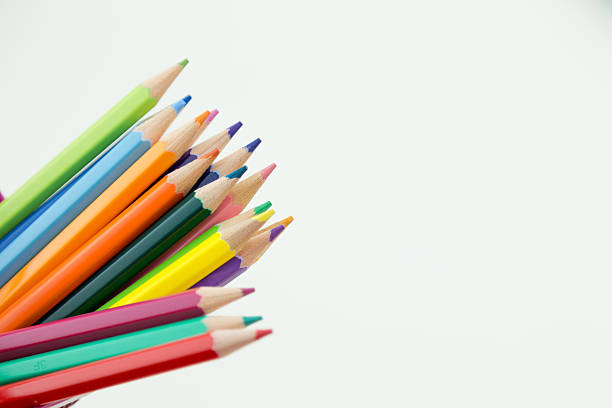 istock Row of color pencil crayons 469668426