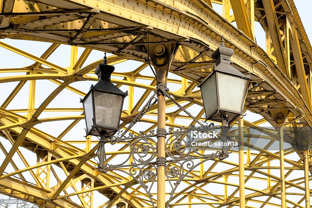 Decorative lamps hanging from bridge Decorative lamps hanging from old bridge 2015 Stock Photo