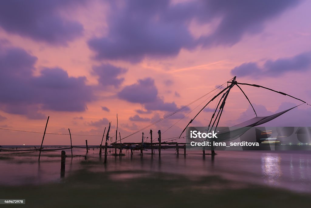 Chinese fishing nets at Kochi, Kerala, India Chinese fishing at Fort Kochi, Kerala, India 2015 Stock Photo