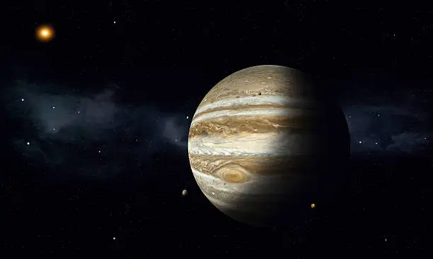 solar system gas giant jupiter with moons