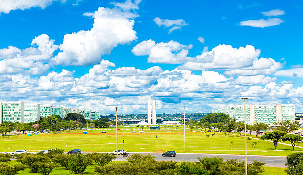 空から見たブラジリア,ブラジル - niemeyer museum of contemporary arts ストックフォトと画像