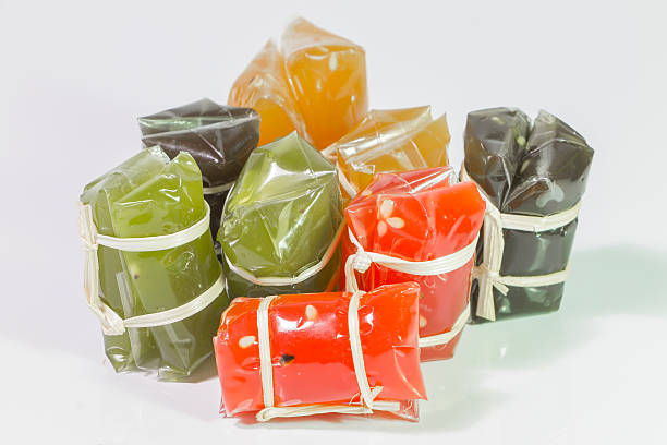 Thai caramel candy on white background