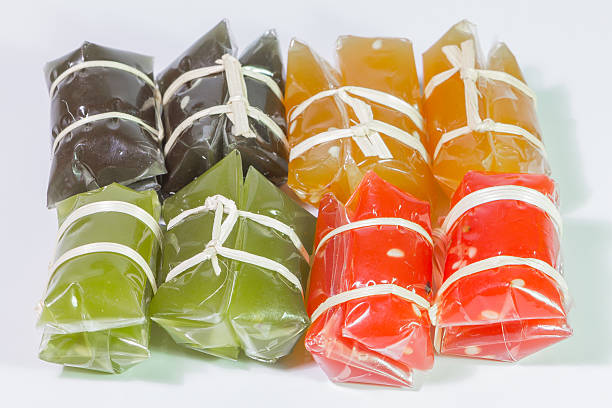 Thai caramel candy on white background