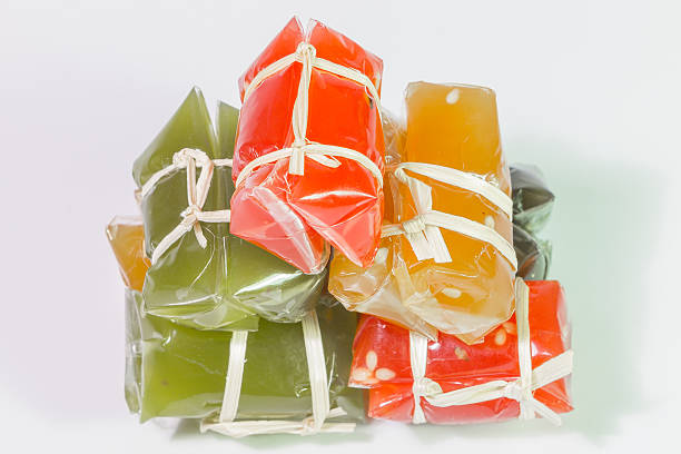 Thai caramel candy on white background