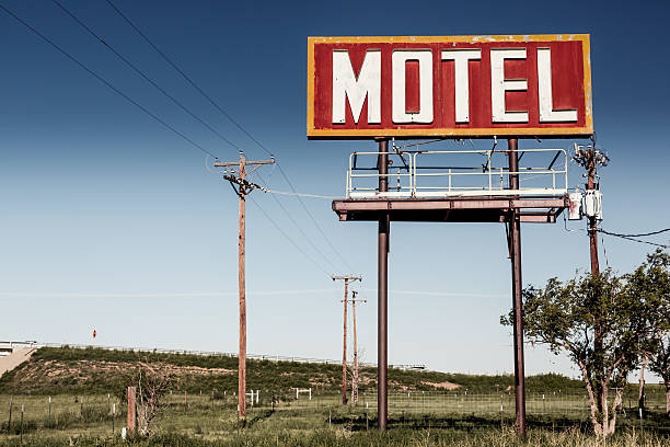 istock Old motel sign on Route 66 469675899