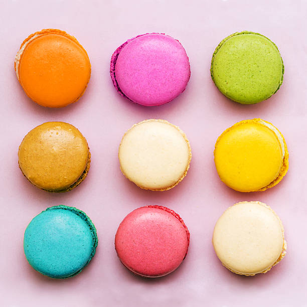 istock Sweet colorful macaroons. Top view 469676352