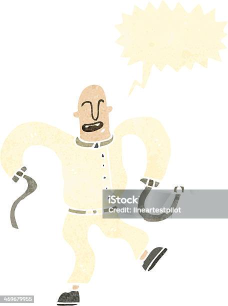 Retro Cartoon Insane Man Stock Illustration - Download Image Now - Bizarre, Cartoon, Clip Art