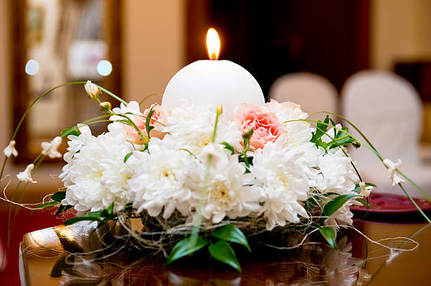 Flower and candle decoration for a wedding
