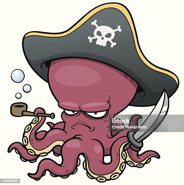 Cartoon Pirate Octopus Stock Illustration - Download Image Now - Evil, Hat, Illustration