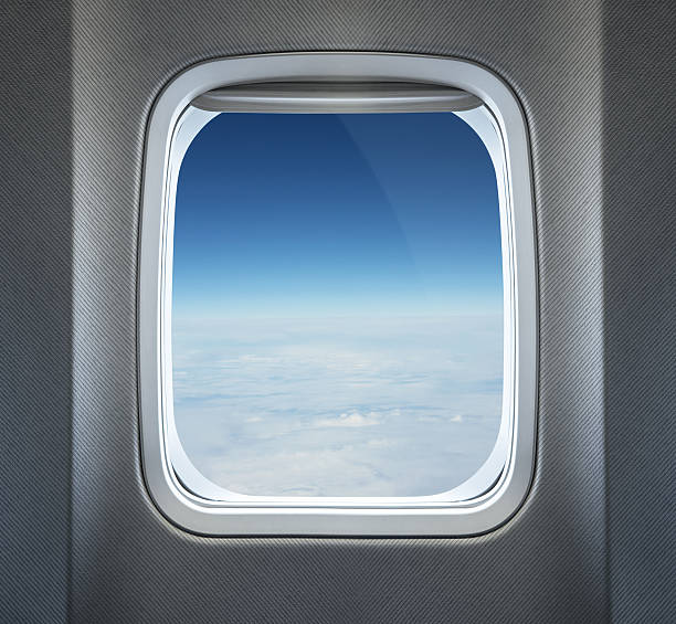 finestra di aeroplano - window porthole sky cloudscape foto e immagini stock