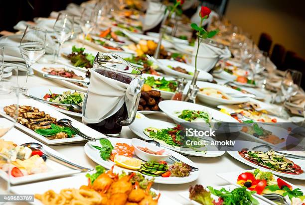 Banquet Table Stock Photo - Download Image Now - Buffet, Wedding, Food And Drink Industry