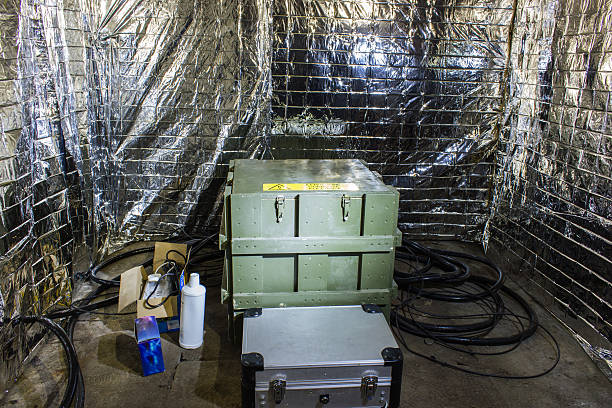 istock Interior of an abandoned shelter military 469686184