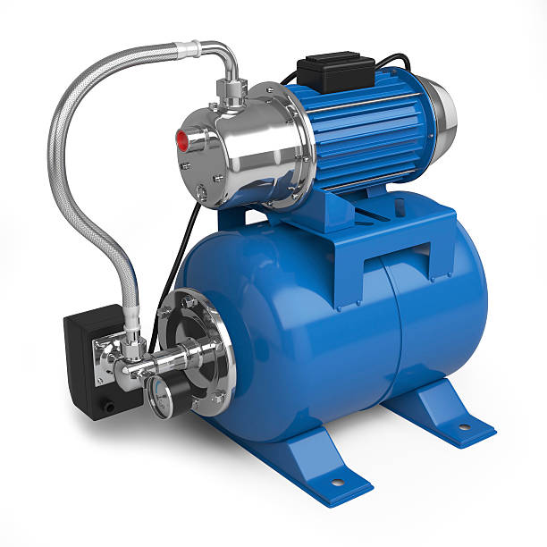 istock A water pumping station on a white background 469690979