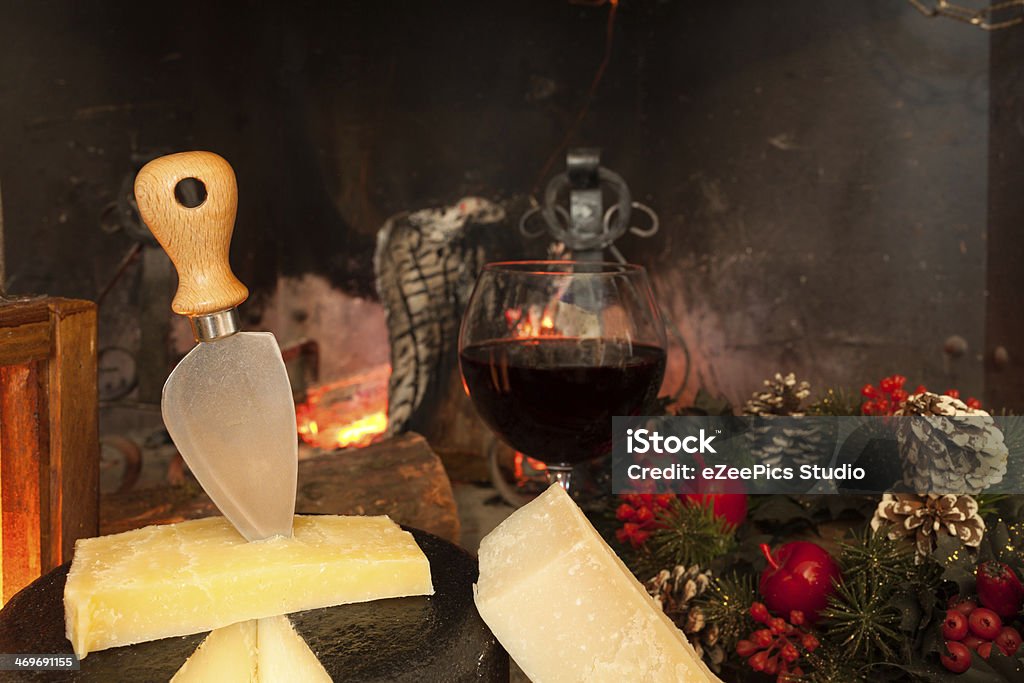 Queijos e vinhos italianos - Foto de stock de Natal royalty-free