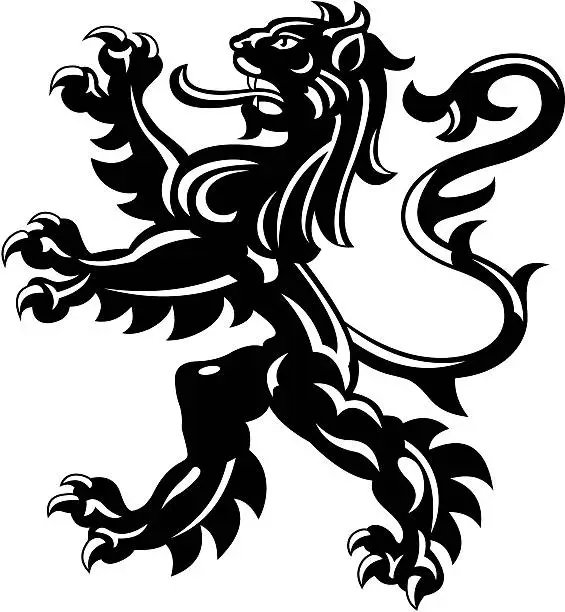 Vector illustration of Heraldic lion tattoo