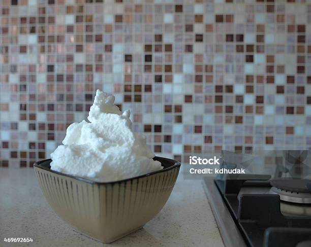 Ceramic Bowl Of Towering Eggwhites Stock Photo - Download Image Now - 2015, Cooking, Dairy Product