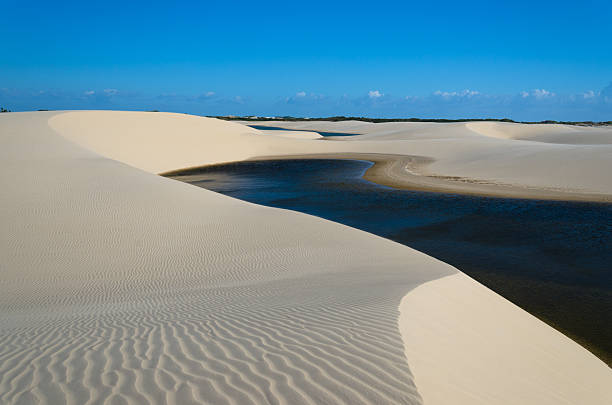 Lagoon, dunes and sand in a National Park Lagoon on the middle of the dunes in the Lençois Maranhenese National Park, Brazil brazil desert maranhao state national park stock pictures, royalty-free photos & images