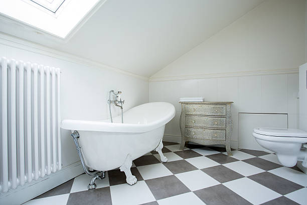 istock Bright bathroom in the attic 469693010