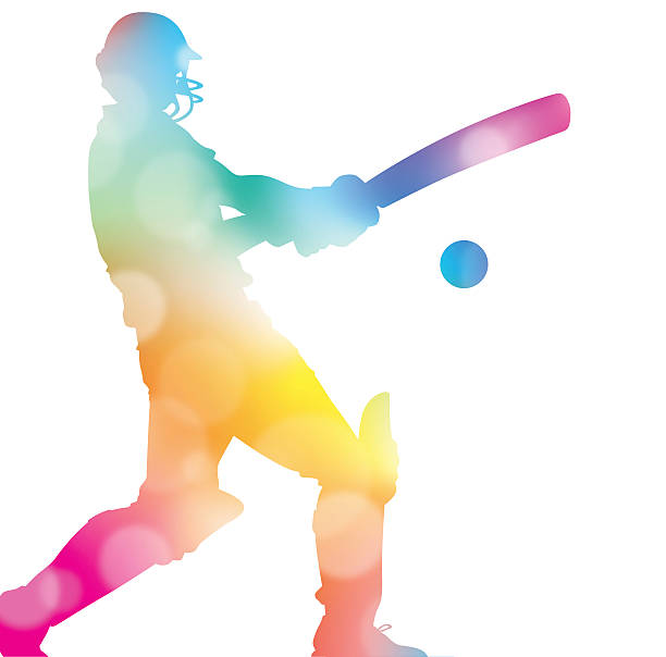 Abstract Cricket Player in Beautiful Summer Haze. vector art illustration
