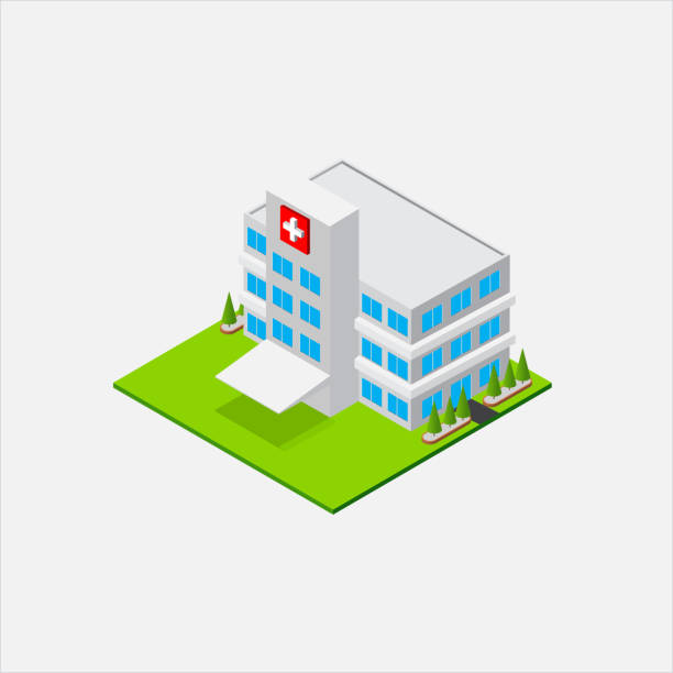 istock Isometric Small Hospital healty and medical center 469696512