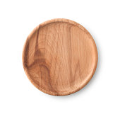 Empty Brown Wooden Plate , Clipping path