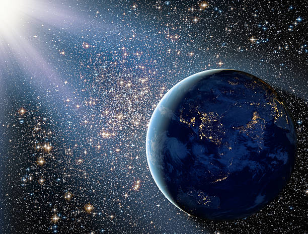 istock A star strewn background with Earth seen from space 469699945