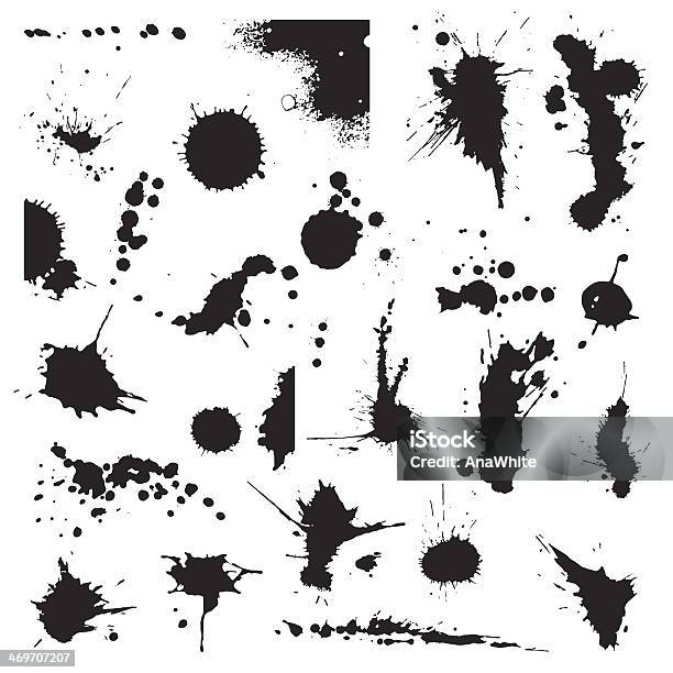 Conjunto De Blots - Arte vetorial de stock e mais imagens de Tinta - Instrumento de Escrita - Tinta - Instrumento de Escrita, Borrifo, Pincel