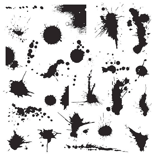 Set of blots Set of black blots and ink splashes ink stock illustrations