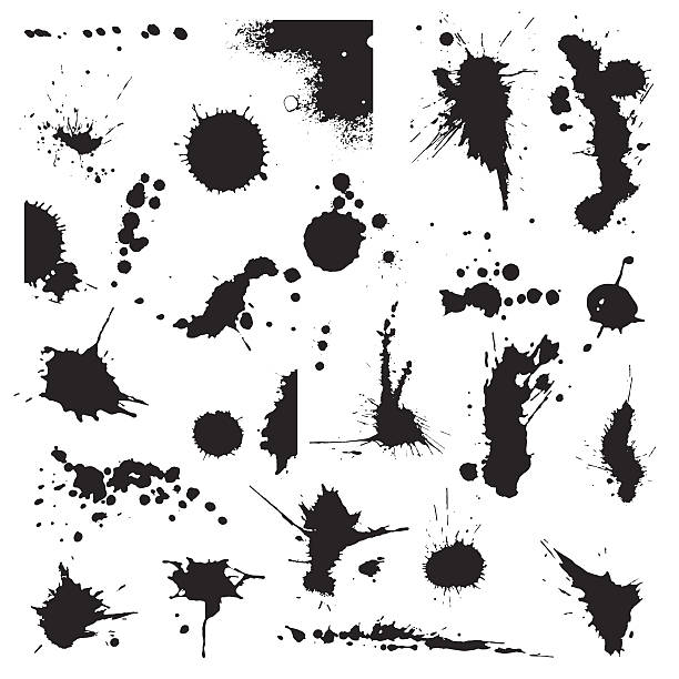 Set of blots Set of black blots and ink splashes smudged stock illustrations