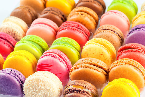 istock traditional french colorful macarons in a box 469707839