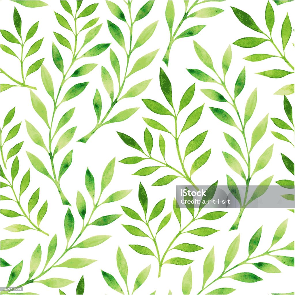 A drawing of a pattern of green leaves on a white background EPS 10. File don't contain any blending or transparency object. Seamless pattern, you can use it as wallpaper. Leaf stock vector