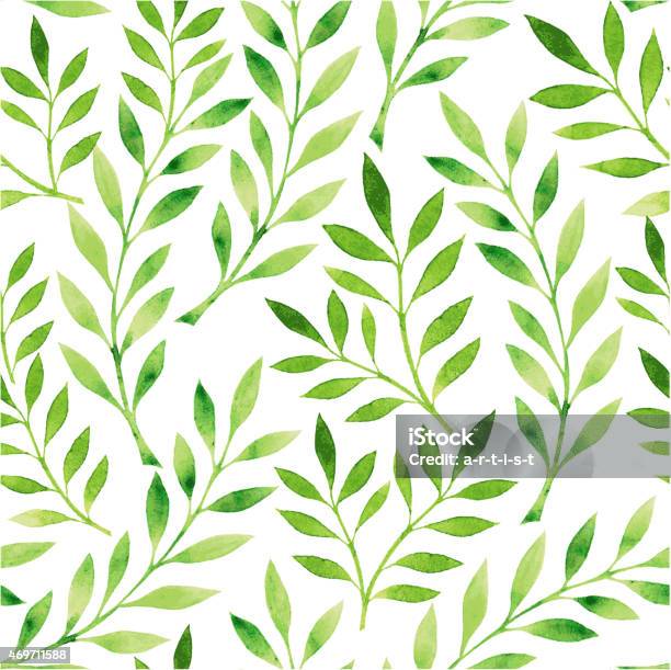 A Drawing Of A Pattern Of Green Leaves On A White Background Stock Illustration - Download Image Now