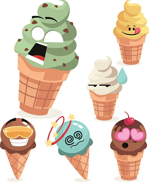 Vector illustration of Ice Cream Cones Set A