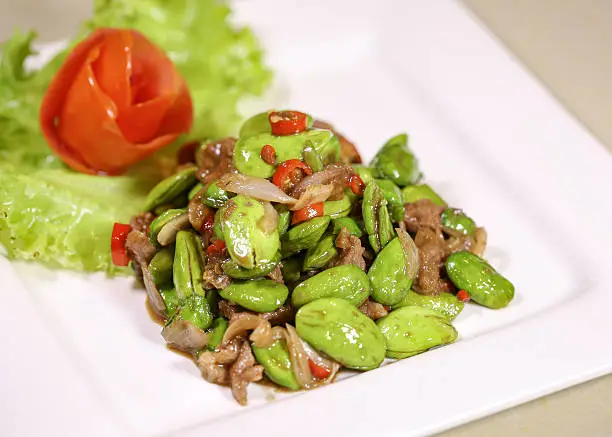 Photo of Stir-fried stink bean with shrimp paste and pork, Asian Food