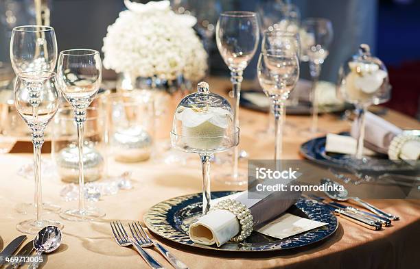 Elegant Table Set In Soft Creme For Wedding Stock Photo - Download Image Now - Alcohol - Drink, Arrangement, Arranging