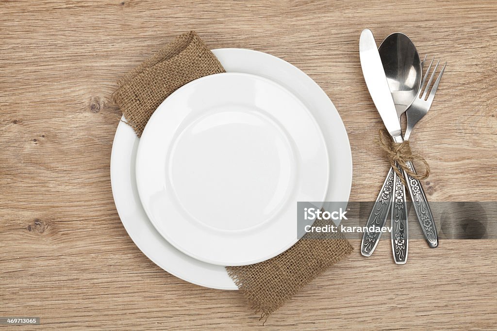 Empty Set Plate Empty Plate And Silverware Set Stock Photo - Download Image Now - Above ...