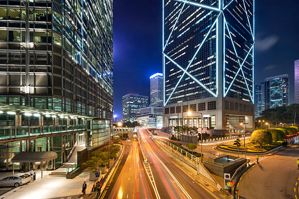 istock Modern city at night, Hong Kong, China. 469715893