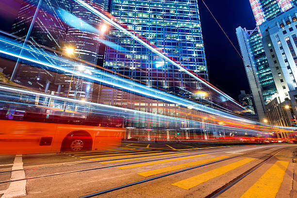 istock Modern city at night, Hong Kong, China. 469716103