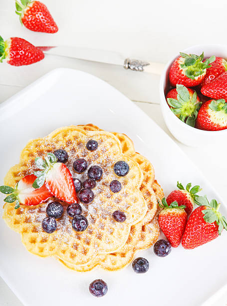 istock Crisp golden fresh baked waffle topped with pomegranate 469717067